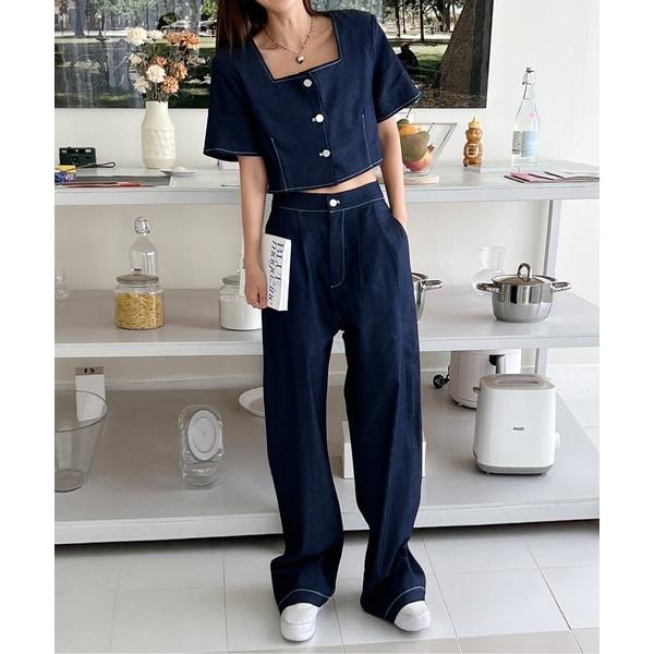 「by muni:r」 セットアップ FREE ブルー レディース