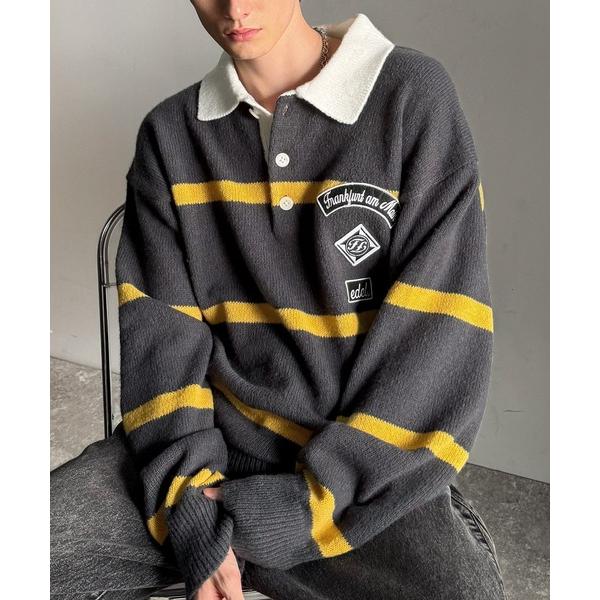 「Java」 長袖ポロシャツ LARGE チャコールグレー メンズ