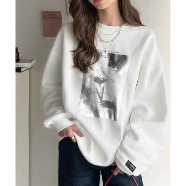 「Java」 スウェットカットソー LARGE オフホワイト レディース