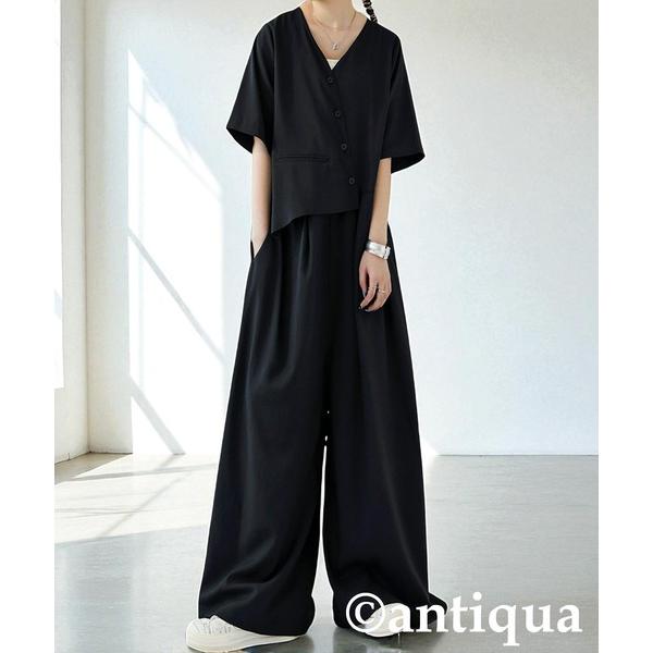 「antiqua」 オールインワン R ブラック レディース