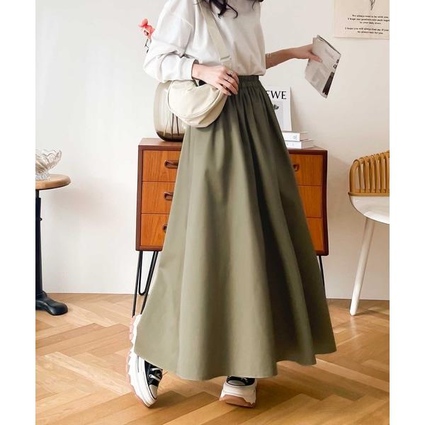 「Java」 ロングスカート MEDIUM カーキ レディース