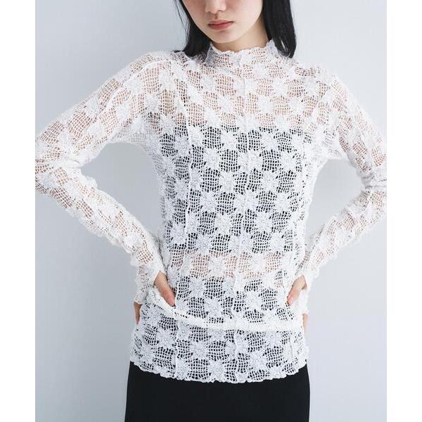tシャツ floral lace highneck tops レディース