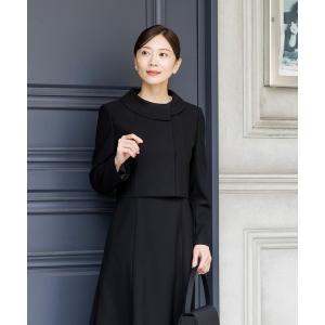 セレモニースーツ セットアップ 「喪服・礼服」洗えるブラックフォーマルスーツ ロールカラージャケットと前開きロングワンピースのセット レディース