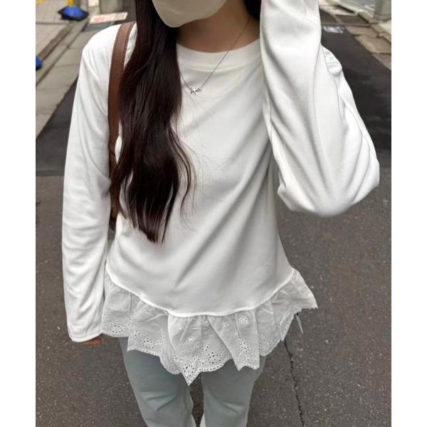 tシャツ Lace Hem Design Tops レディース