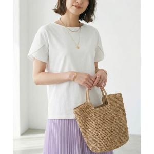tシャツ 半袖 チューリップ袖 フレアスリーブ Tシャツ カットソー シルケットコットン 半袖 上品 きれいめ フェミニン 大人可愛い レディース