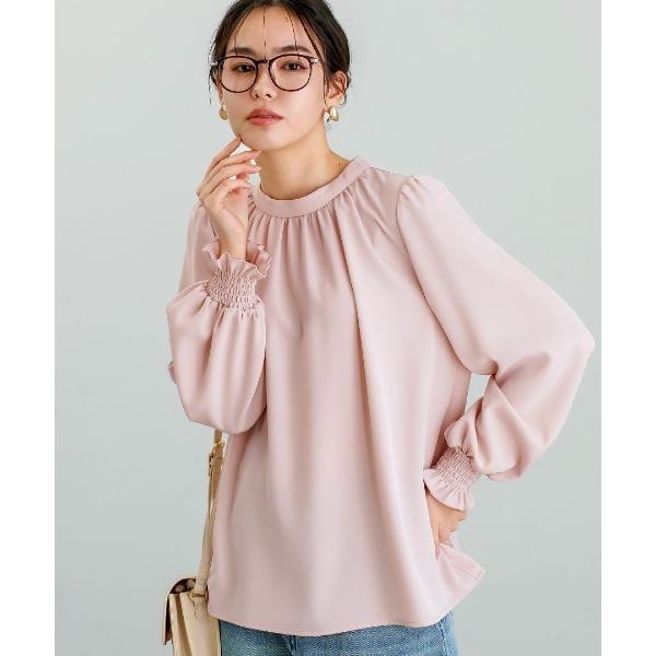 ブラウス シャツ 「 ディテール映え 」ソフトツイル・袖口シャーリングフレアブラウス レディース