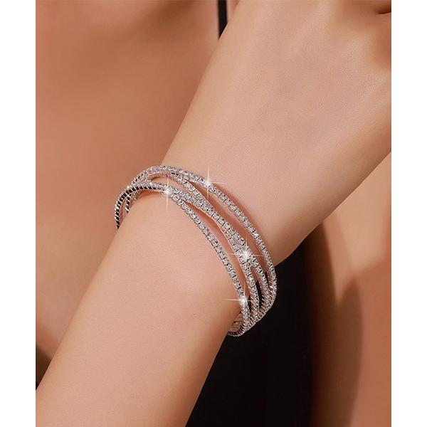 バングル 4連シルバーストーンブレスレット/バングル/レディース(T3) レディース メンズ