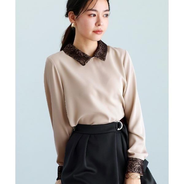 ブラウス シャツ 「 ディテール映え 」ソフトツイル・襟袖レースクラシカルブラウス レディース