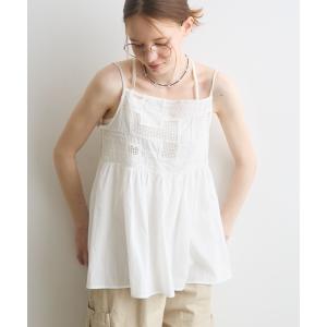 ブラウス シャツ コード刺繍メッシュキャミ レディース