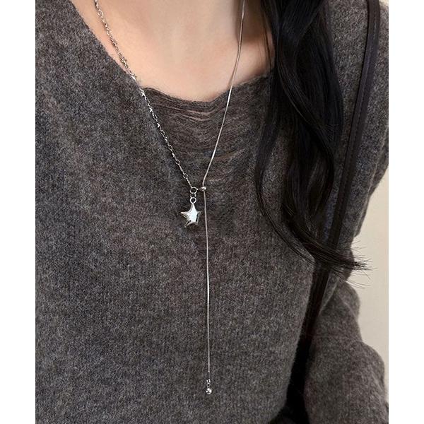 ネックレス スターモチーフシルバーロングネックレス/レディース(T3) レディース メンズ