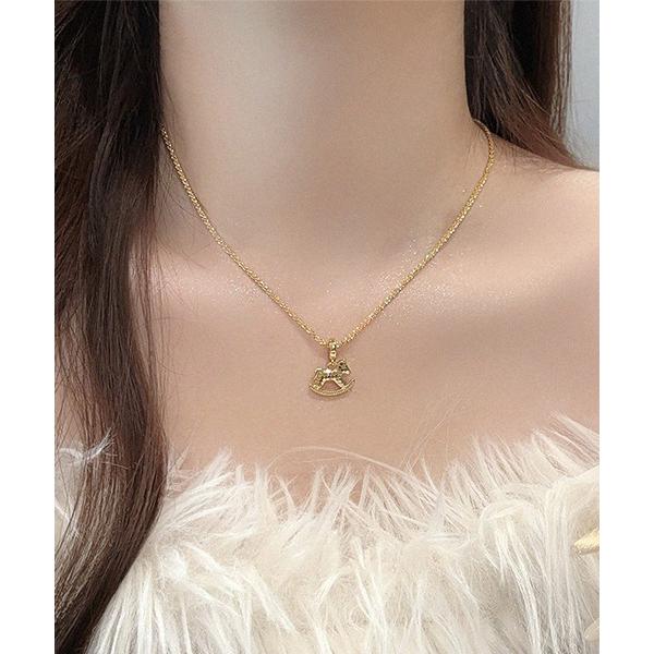 ネックレス 木馬トップゴールドチェーンネックレス/レディース(T3) レディース メンズ