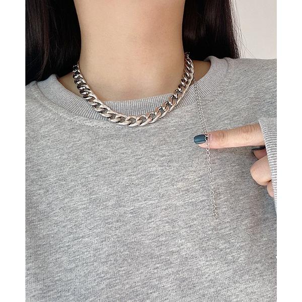 ネックレス 「Bz」ボリューム チェーンネックレス / シルバーカラー アジャスター付き ユニセック...