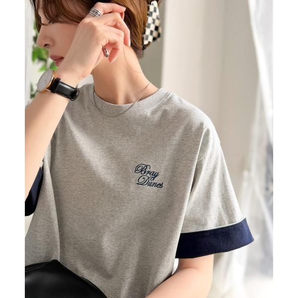 tシャツ 「JaVaジャバコラボ」大人の色魅せ、軽やかに映える。綿100％ 胸刺繍入り 袖配色切り替...