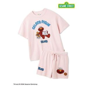 パジャマ ルームウェア 「SESAME STREET」エアリーモコジャガードプルオーバー＆ショートパンツセット レディース
