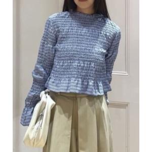 ブラウス シャツ サッカーシャーリングトップ レディース