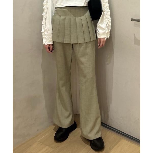 スラックス パンツ プリーツスカートレイヤードパンツ レディース