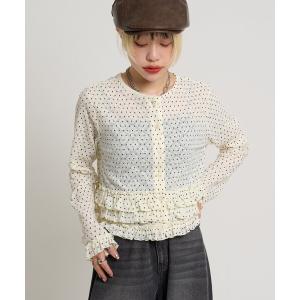 tシャツ ドットレースフリルカーディガン レディース