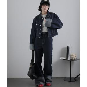 セットアップ 「セットアップ」折り返しデザインデニムジャケット＆パンツ レディース