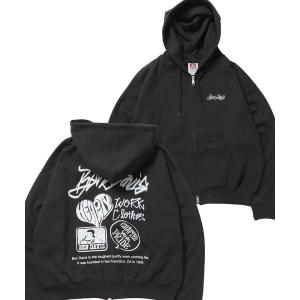 パーカー 「BEN DAVIS（ベンデイビス）」TAGGING JERSEY ZIP HOODY / ヘビーウェイト 刺繍 スウェット ジップパーカー 刺繍 「短丈」 メンズ レディース
