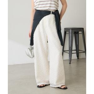 パンツ 立体フラワーシアーワイドパンツ レディース