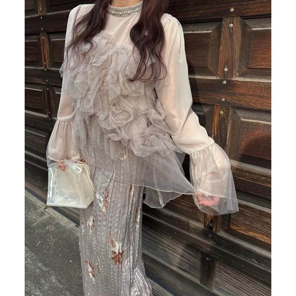 ドレス random tulle layered iris pleats OP
