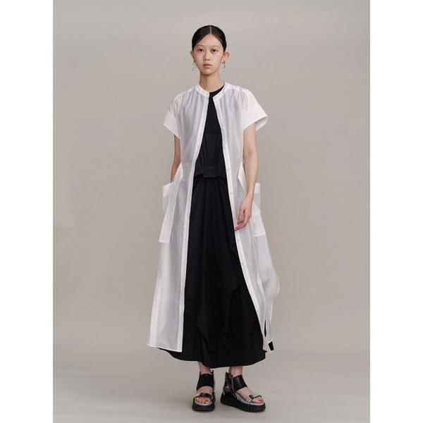 ブラウス シャツ ROUND PARTS SHEER LONG SH / ラウンドパーツシアーロング...