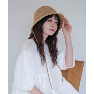 帽子 ハット レース編み ストラップ付きスリットハット レディース メンズ