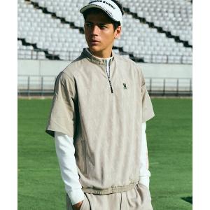 tシャツ 「GOLF」異素材切替シルエットバニージャガード ハーフジップTシャツ メンズ