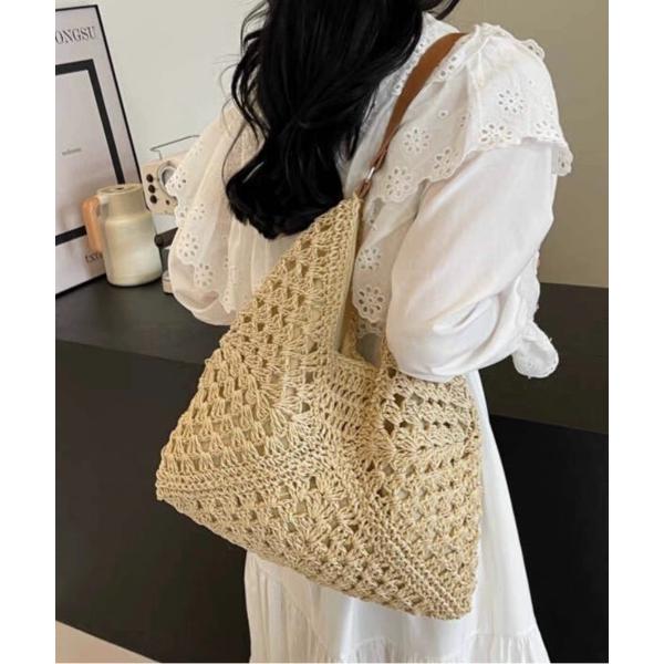 かごバッグ カゴバッグ 大容量 ストローかごバッグ ショルダーバッグ トートバッグ
