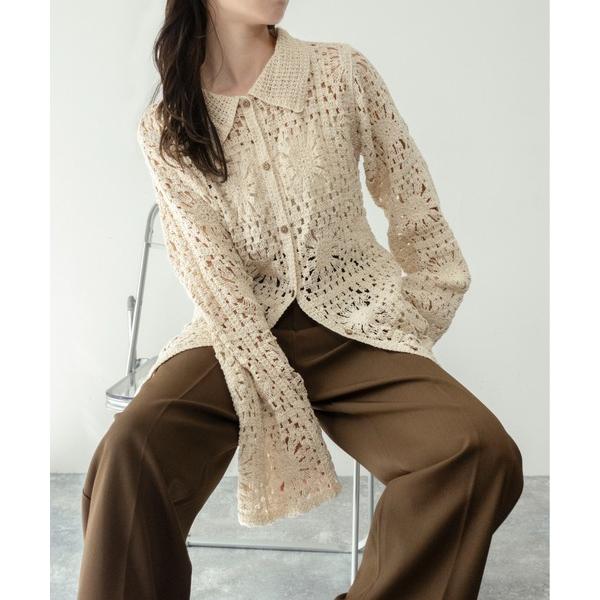 ブラウス シャツ 「on:nue」「着用動画あり！」 オーバーサイズクロシェニットシャツ /2026...