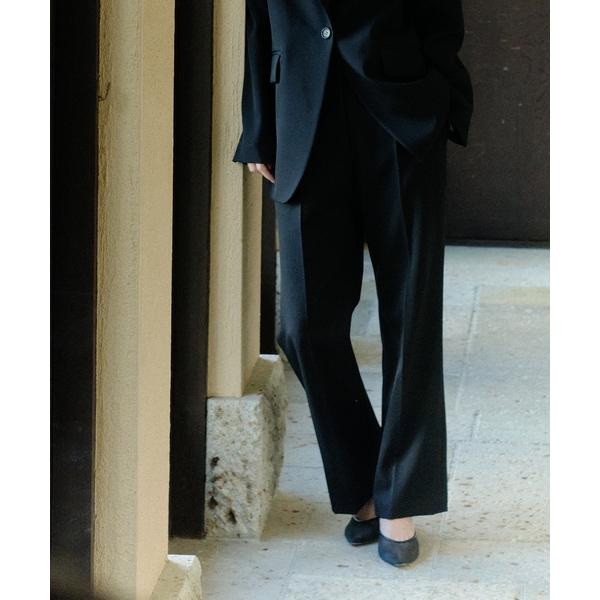 スラックス パンツ ELENI/エルニ ウールギャバプリーツベルトパンツ レディース