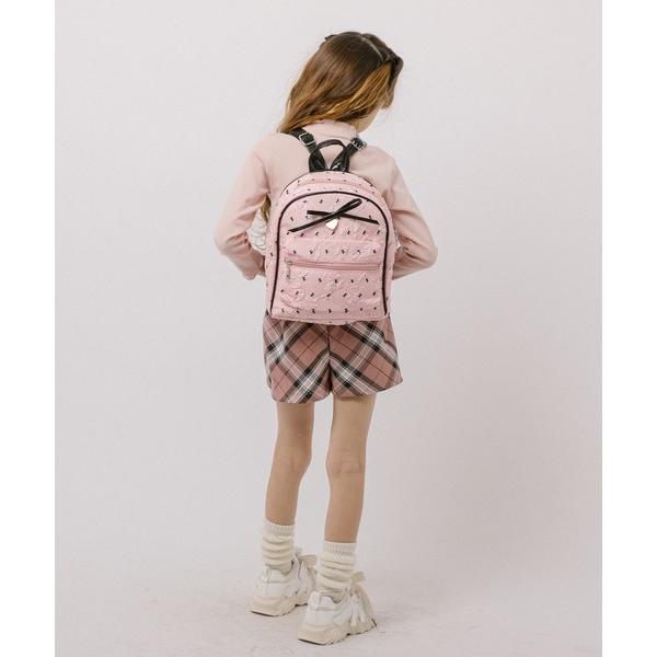リュック リボンプリントハートチャーム付きリュック キッズ 子供 女の子