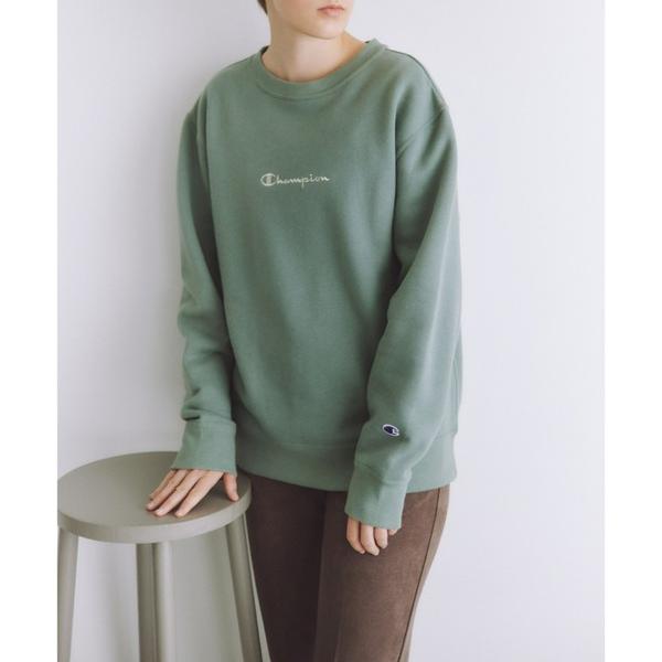 「Champion」 スウェットカットソー M グリーン レディース