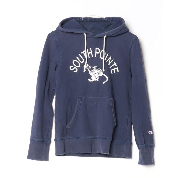 「Champion」 プルオーバーパーカー MEDIUM ネイビー レディース