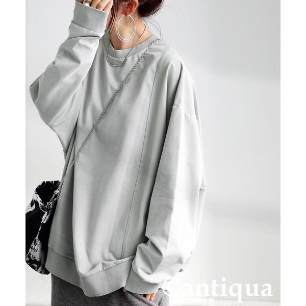 「antiqua」 スウェットカットソー R ライトグレー レディース