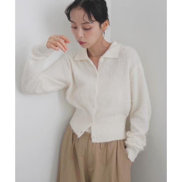 「LIAN」 ニットカーディガン FREE オフホワイト レディース