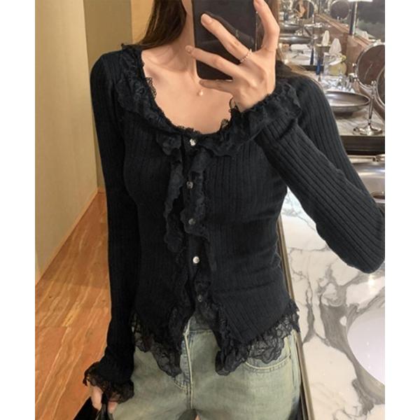 「by muni:r」 ニットカーディガン FREE ブラック レディース