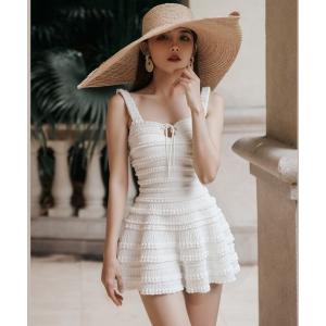 水着 ジャガードボーダー スカートワンピース水着 レディース