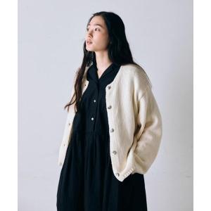 カーディガン コットンローゲージショートカーディガン レディース