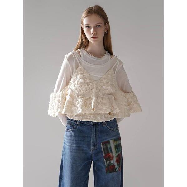 JACQUARD PEPLUM FRILL BUSTIER レディース