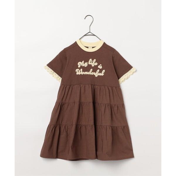 ワンピース フェルトロゴリンガーTティアードワンピース キッズ 子供服 女の子