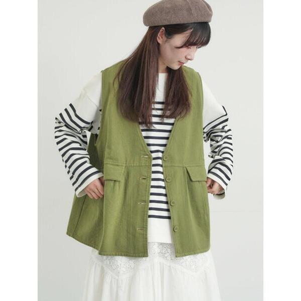 ベスト ジレ Vネックオーバーベスト レディース