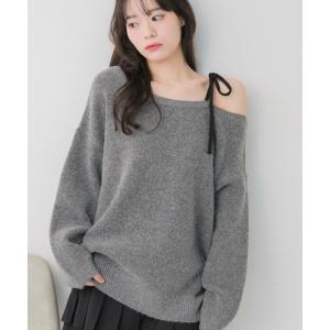 ニット セーター 肩リボンワンショルNTPO レディース