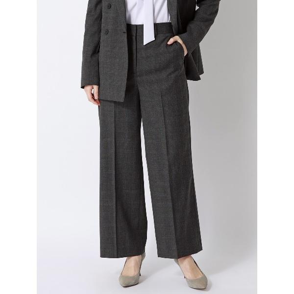 ワイドパンツ スラックス パンツ ワイドパンツ ウォッシャブル ストレッチ WOOLISH グレンチ...