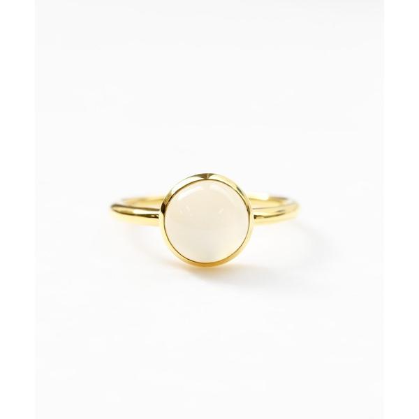 指輪 リング 日常使いにも上品さをプラス｜SV925 ムーンストーン ぷっくりラウンド　ゴールドリン...