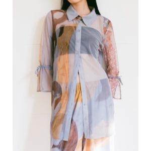 ブラウス シャツ Art Print Sheer Shirt レディース