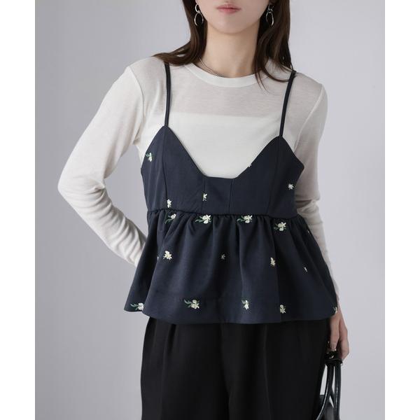 キャミソール 花柄刺繍ビスチェ/キャミ