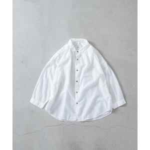 ブラウス シャツ ローン7分袖ショートカラーギャザーワイドシャツ レディース