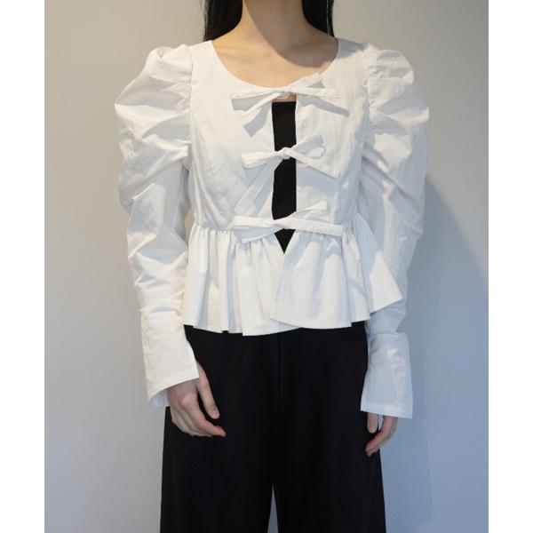 tシャツ CLANE SHORT PEPLUM RIBBON TOPS レディース