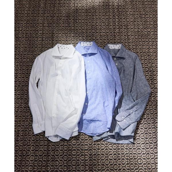 フォーマル シャツ 綿麻シャンブレーカッタウェイシャツ メンズ